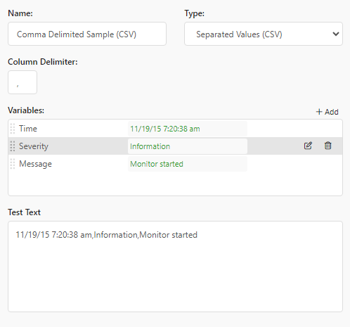 CSV sample