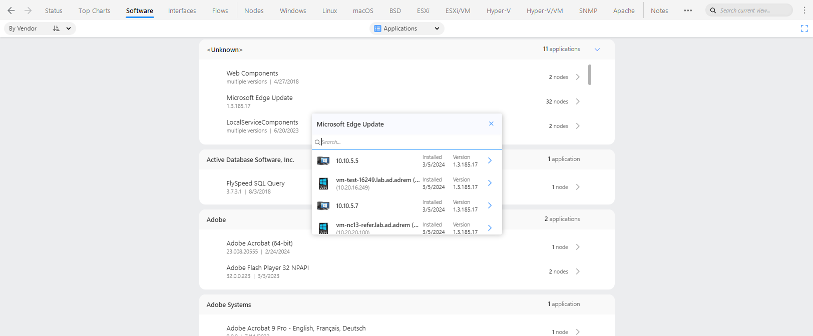 Software Summary View