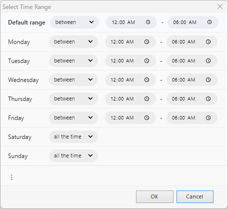 Set Alert Time Range Condition