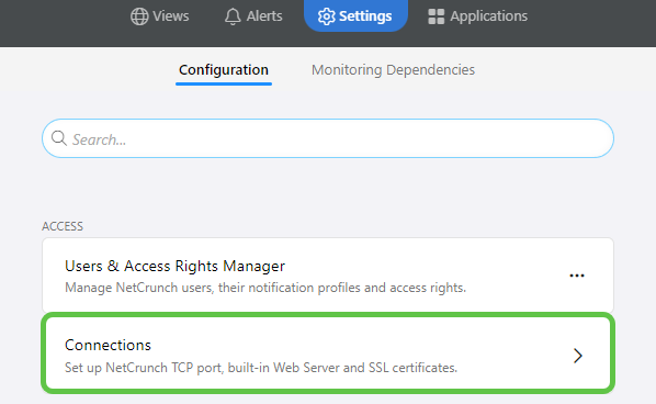 NetCrunch Settings Tab