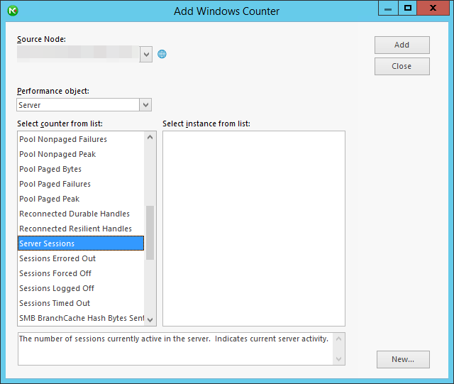 Windows counters selection
