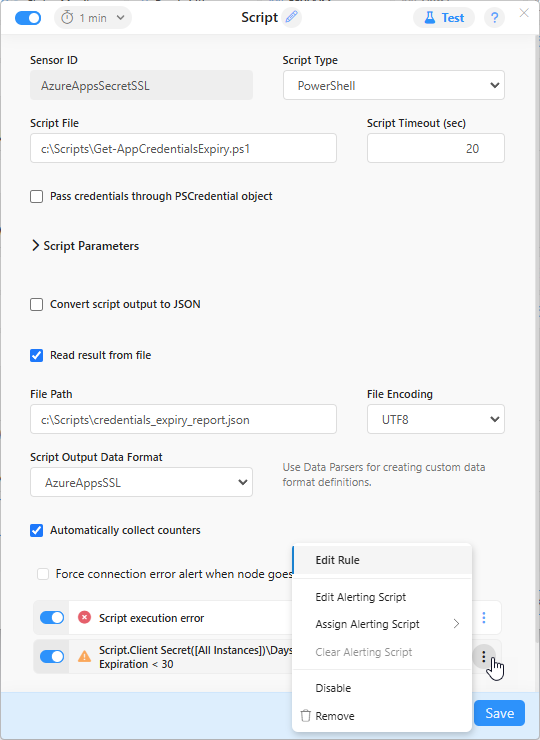 Add alerting script