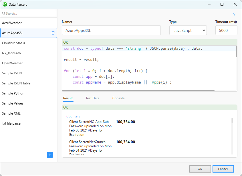 Alerting data parser