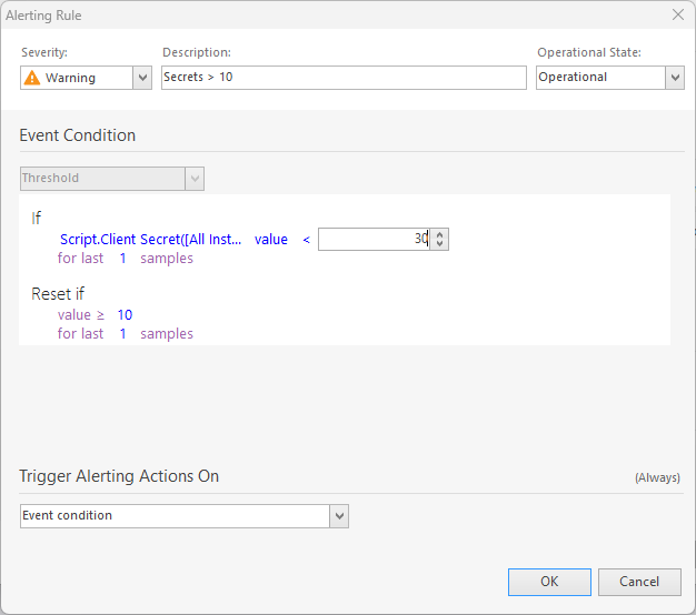 Script sensor alerting rule