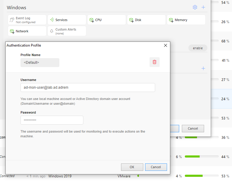 UPN format recommended for secure authorization in Windows monitoring in NetCrunch