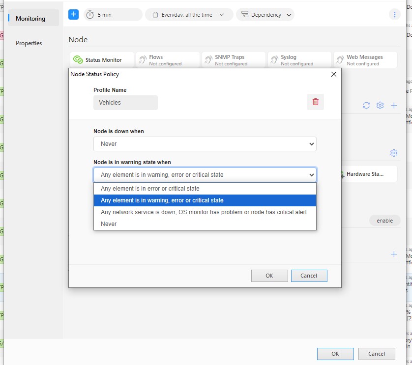 Edit Node Status Policy