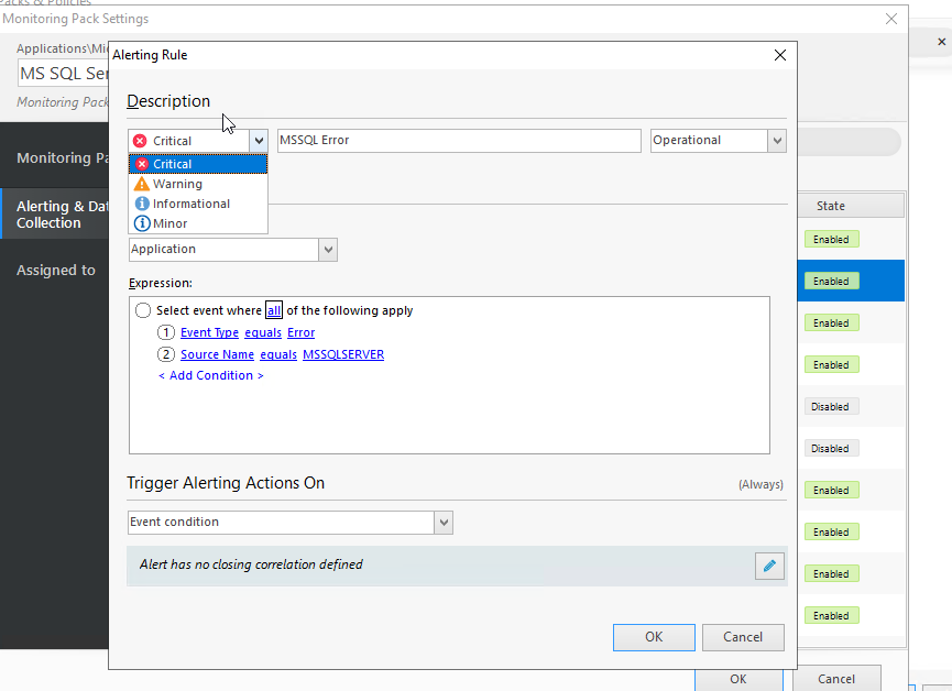 SQL error monitoring