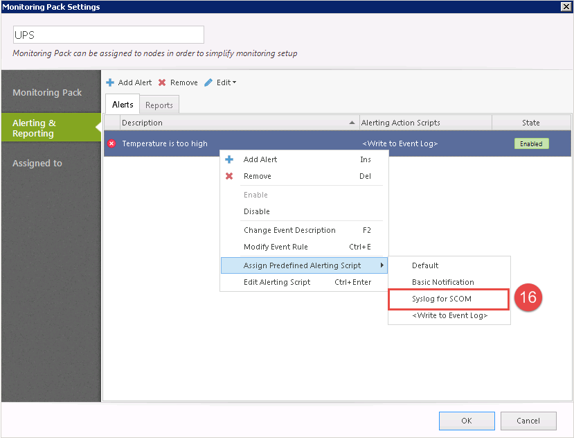 Assign an alerting script