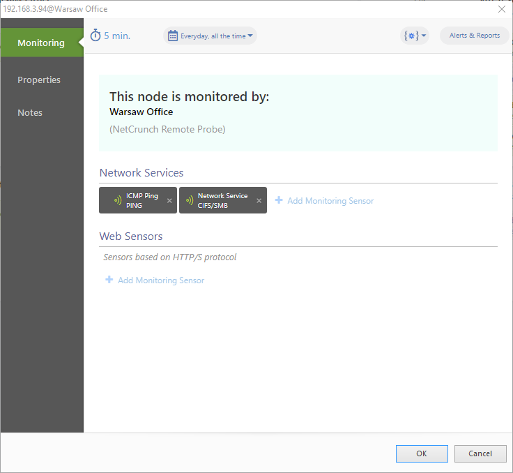 settings of the node
