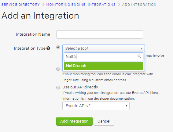 Add Service Integration Key