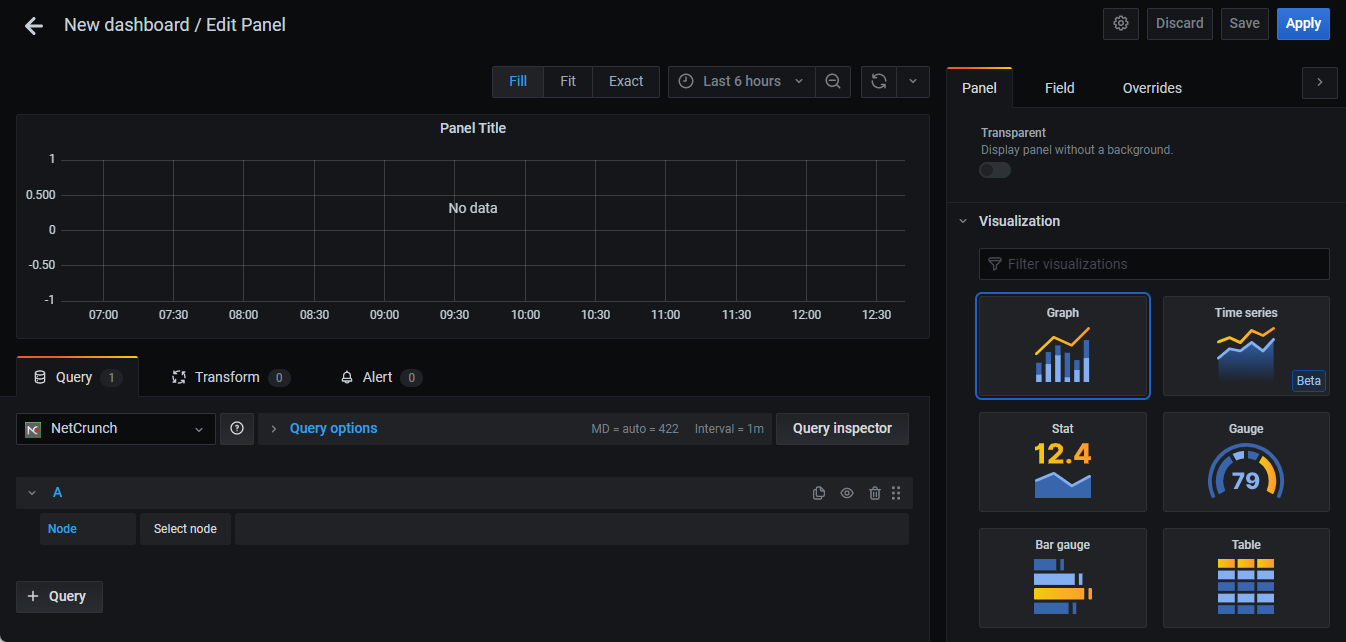Add a graph from the visualization types panel
