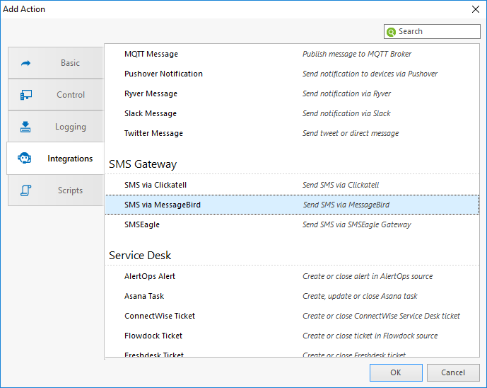 Create Alerting Script that sends SMS via MessageBird