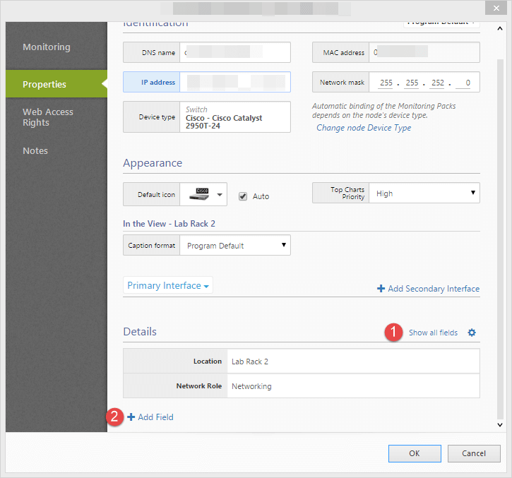 Node settings in NetCrunch