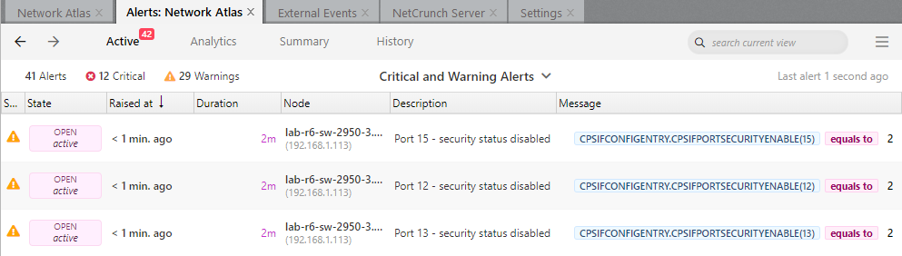 Port security - alerts
